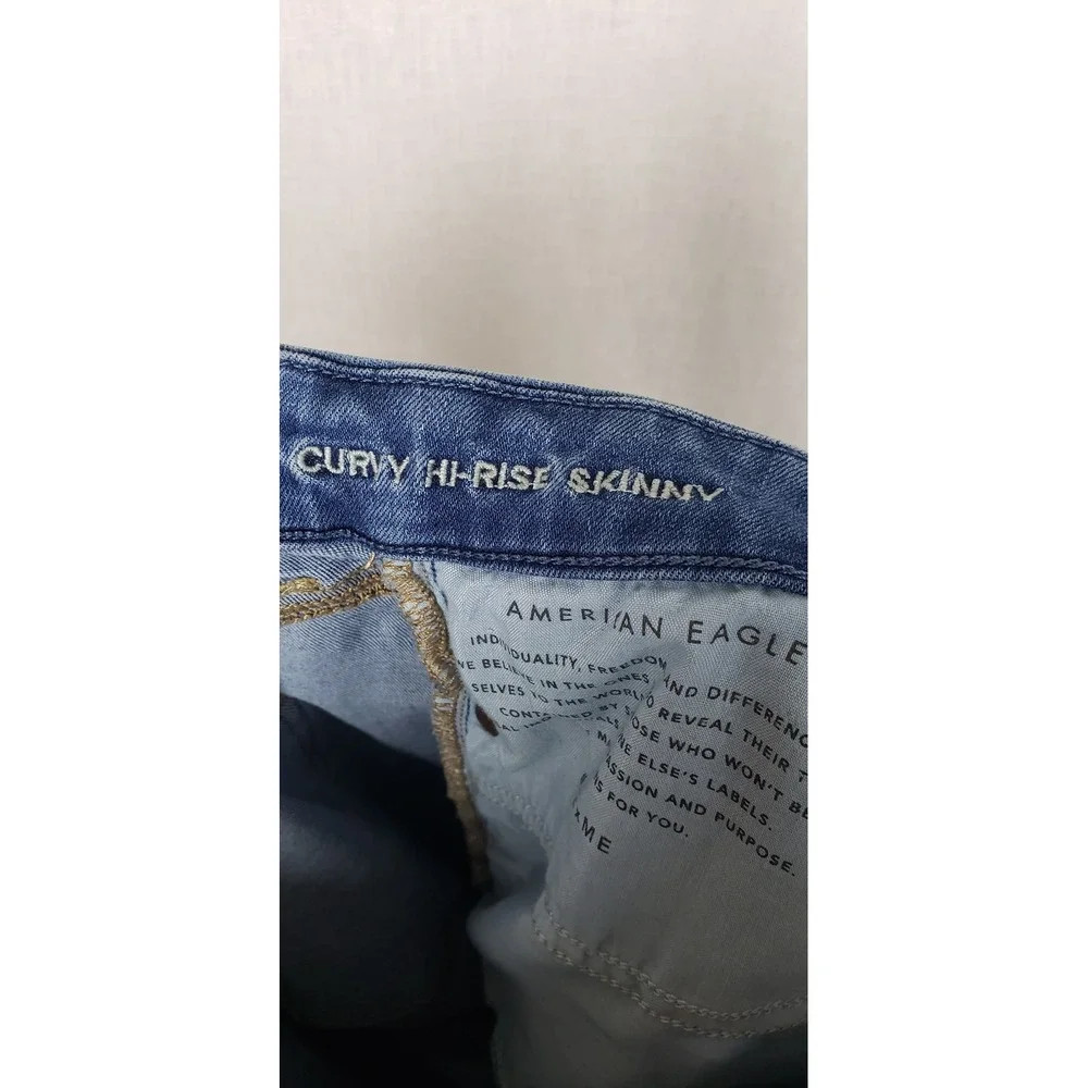 American Eagle Outfitters Curvy Hi Rise Skinny Jeans Medium Wash Size 10 Regular